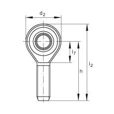 桿端軸承 GAKSR20-PS, 根據(jù) DIN ISO 12 240-4 標(biāo)準(zhǔn)，特種鋼材料，帶右旋外螺紋，免維護(hù)