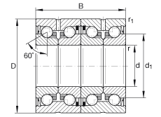 推力角接觸球軸承 ZKLN3062-2RS-2AP, 配對，雙向，兩側(cè)唇密封