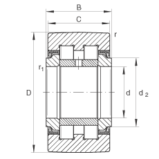 支撐型滾輪 PWTR45100-2RS, 滿裝滾子，軸向引導(dǎo)，兩側(cè)唇密封