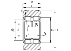 支撐型滾輪 NNTR50X130X65-2ZL, 滿裝滾子，軸向引導(dǎo)，兩側(cè)唇密封