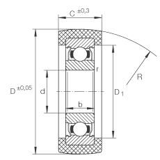 滾輪 KLRU15X47X20-2Z, 帶塑料箍，兩側(cè)密封