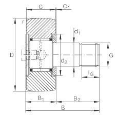 螺栓型滾輪 KR19, 軸向引導(dǎo)，兩側(cè)間隙密封