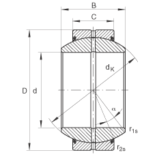 關(guān)節(jié)軸承 GE280-FO-2RS, 根據(jù) DIN ISO 12 240-1 標(biāo)準(zhǔn), 需維護(hù)，兩側(cè)唇密封