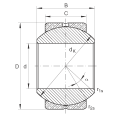 關(guān)節(jié)軸承 GE18-PB, 根據(jù) DIN ISO 12 240-1 標(biāo)準(zhǔn)，尺寸系列 K，需維護(hù)