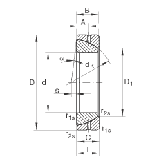 角接觸關節(jié)軸承 GE160-SX, 根據 DIN ISO 12 240-2 標準，需維護