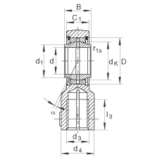 液壓桿端軸承 GIHNRK12-LO, 根據(jù) DIN ISO 12 240-4 標(biāo)準(zhǔn)，帶右旋螺紋夾緊裝置，需維護