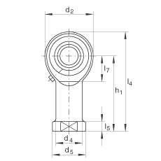 桿端軸承 GIKL8-PB, 根據(jù) DIN ISO 12 240-4 標(biāo)準(zhǔn)，帶左旋內(nèi)螺紋，需維護(hù)