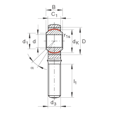 桿端軸承 GAKL6-PW, 根據(jù) DIN ISO 12 240-4 標準，帶左旋外螺紋，需維護