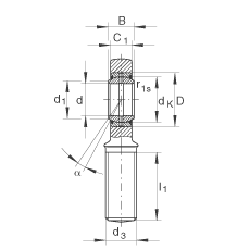 桿端軸承 GAL25-DO, 根據(jù) DIN ISO 12 240-4 標(biāo)準(zhǔn)，帶左旋外螺紋，需維護(hù)