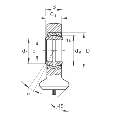 液壓桿端軸承 GK35-DO, 根據(jù) DIN ISO 12 240 標(biāo)準(zhǔn)，帶焊接面，需維護(hù)
