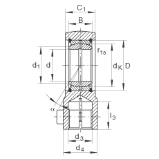 液壓桿端軸承 GIHRK50-DO, 根據(jù) DIN ISO 12 240-4 標(biāo)準(zhǔn)，帶右旋螺紋夾緊裝置，需維護(hù)
