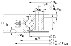 四點(diǎn)接觸球軸承 VU200405, 無齒，兩側(cè)唇密封