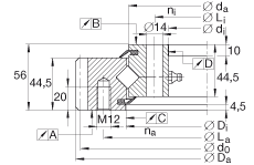 交叉滾子軸承 XSA141094-N, 標(biāo)準(zhǔn)系列 14， 外部的齒輪齒，兩側(cè)唇密封