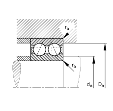 角接觸球軸承 3002-B-TVH, 雙列，接觸角 α = 25°