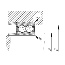 角接觸球軸承 3814-B-2RSR-TVH, 雙列，雙側(cè)唇密封，接觸角 α = 25°