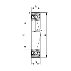 主軸軸承 HSS7009-C-T-P4S, 調(diào)節(jié)，成對(duì)安裝，接觸角 α = 15°，兩側(cè)唇密封，非接觸，加嚴(yán)公差