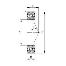 主軸軸承 HSS7016-E-T-P4S, 調(diào)節(jié)，成對安裝，接觸角 α = 25°，兩側(cè)唇密封，非接觸，限制公差