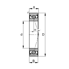 主軸軸承 HCS71910-C-T-P4S, 調(diào)節(jié)，成對(duì)安裝，接觸角 α = 15°，兩側(cè)唇密封，非接觸，限制公差