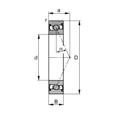 主軸軸承 HCS7009-E-T-P4S, 調(diào)節(jié)，成對或單元安裝，接觸角 α = 25°，兩側(cè)唇密封，非接觸，限制公差