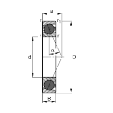 主軸軸承 HCB7028-E-T-P4S, 調(diào)節(jié)，成對或單元安裝，接觸角 α = 25°，陶瓷球，限制公差