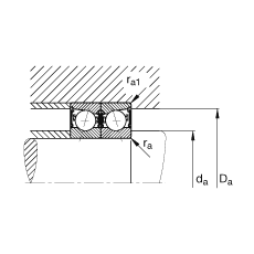 主軸軸承 B71910-C-2RSD-T-P4S, 調(diào)節(jié)，成對(duì)安裝，接觸角 α = 15°，兩側(cè)唇密封，非接觸，加嚴(yán)公差