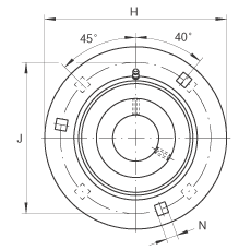 軸承座單元 GRRY30-VA, 帶三個(gè)/四個(gè)螺栓孔的法蘭的軸承座單元，沖壓鋼板，內(nèi)圈帶平頭螺釘，R 型密封， 耐腐蝕保護(hù)